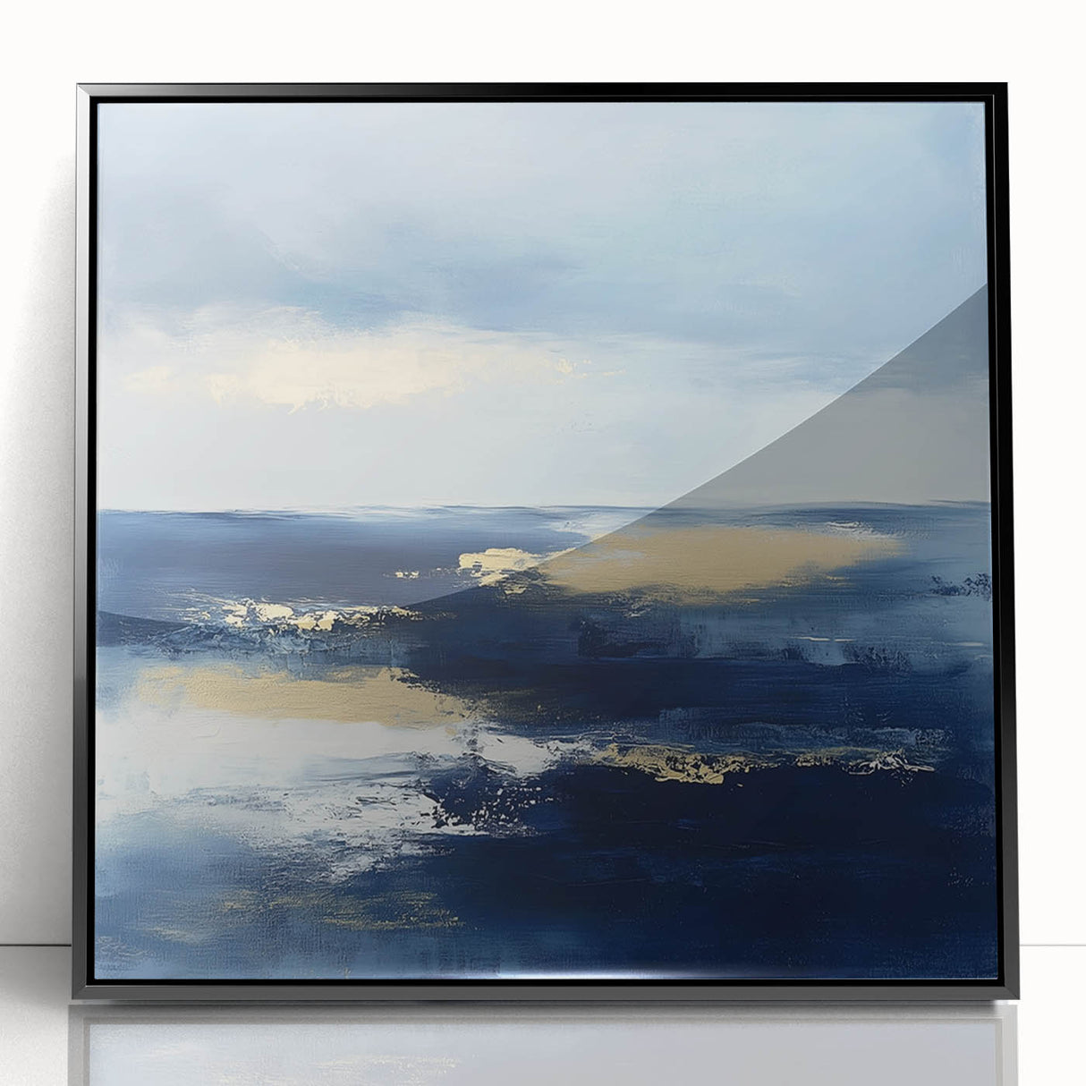 Modern Abstract Wall Art – Contemporary Navy & Gold Canvas Decor