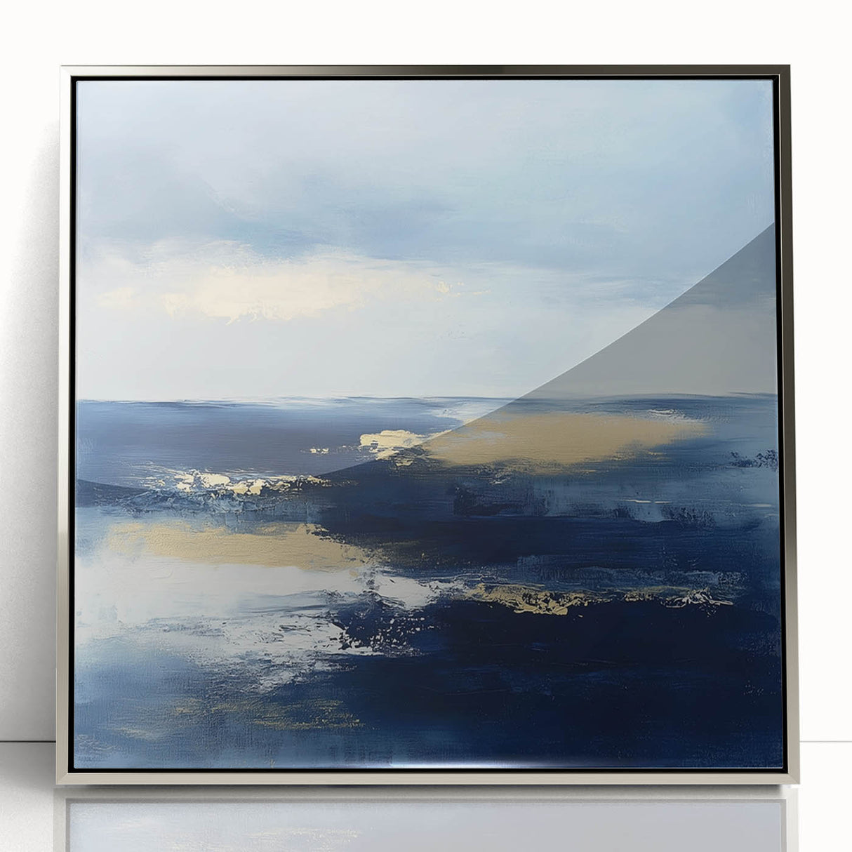 Modern Abstract Wall Art – Contemporary Navy & Gold Canvas Decor