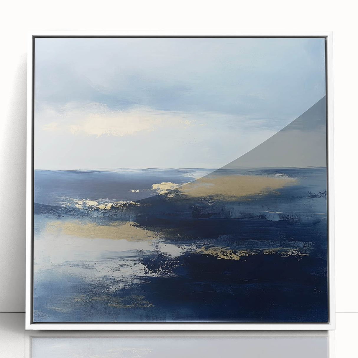 Modern Abstract Wall Art – Contemporary Navy & Gold Canvas Decor
