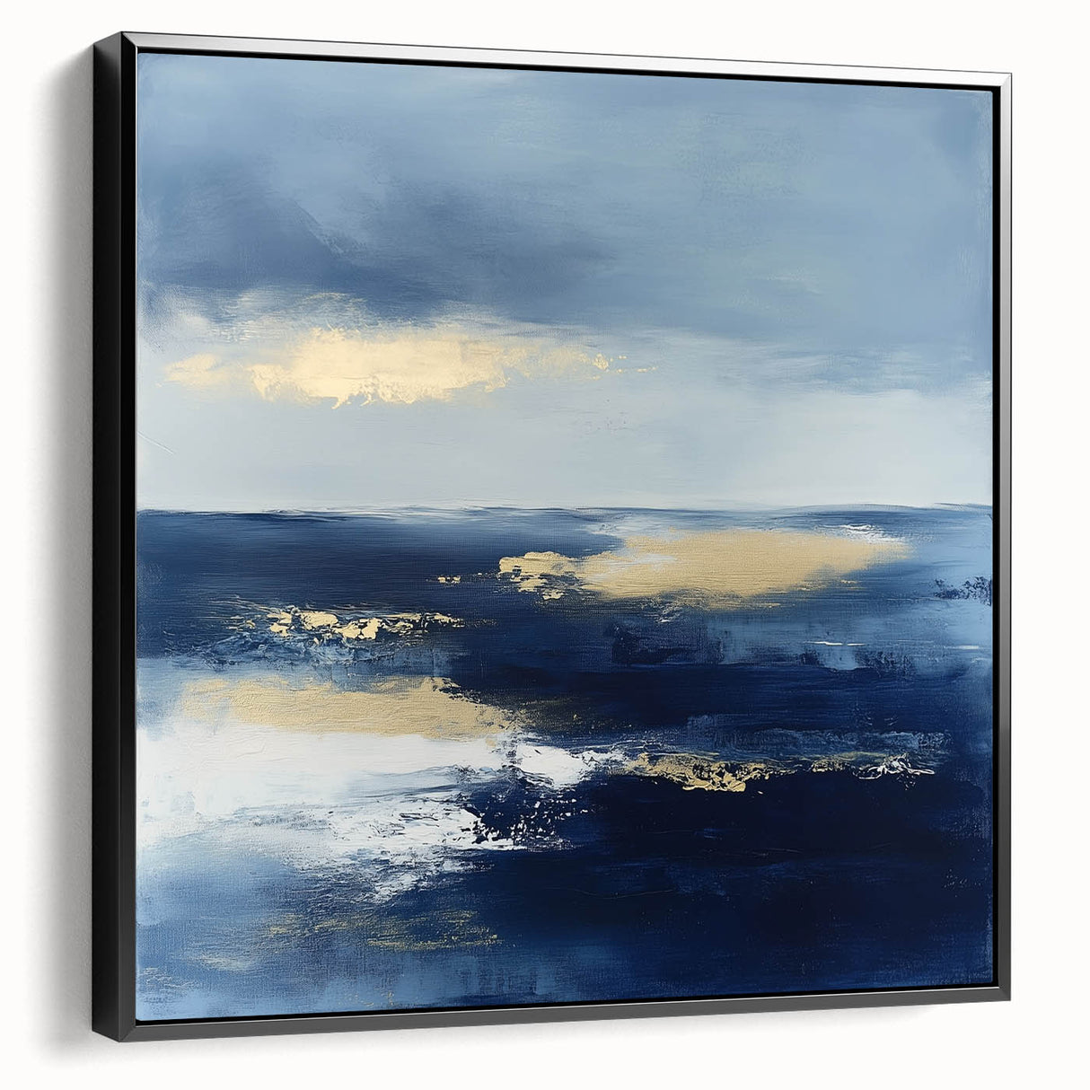 Modern Abstract Wall Art – Contemporary Navy & Gold Canvas Decor
