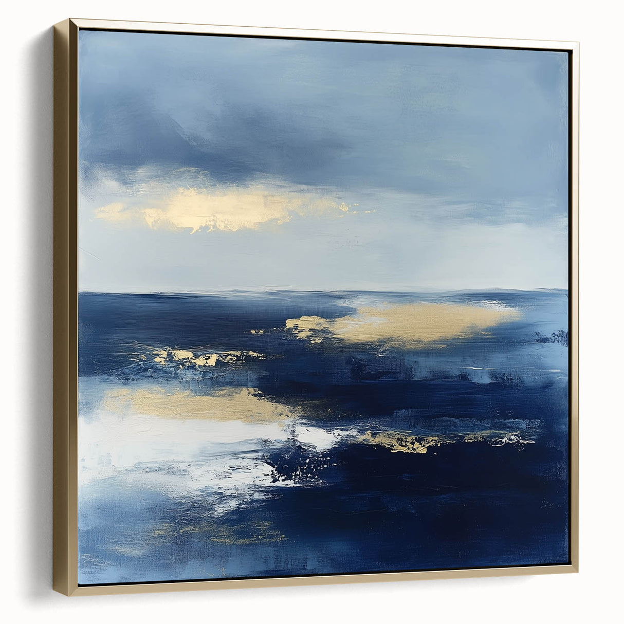 Modern Abstract Wall Art – Contemporary Navy & Gold Canvas Decor