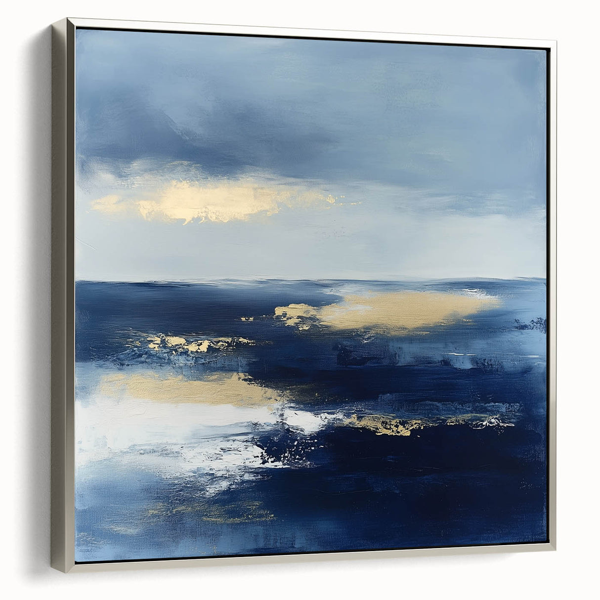Modern Abstract Wall Art – Contemporary Navy & Gold Canvas Decor