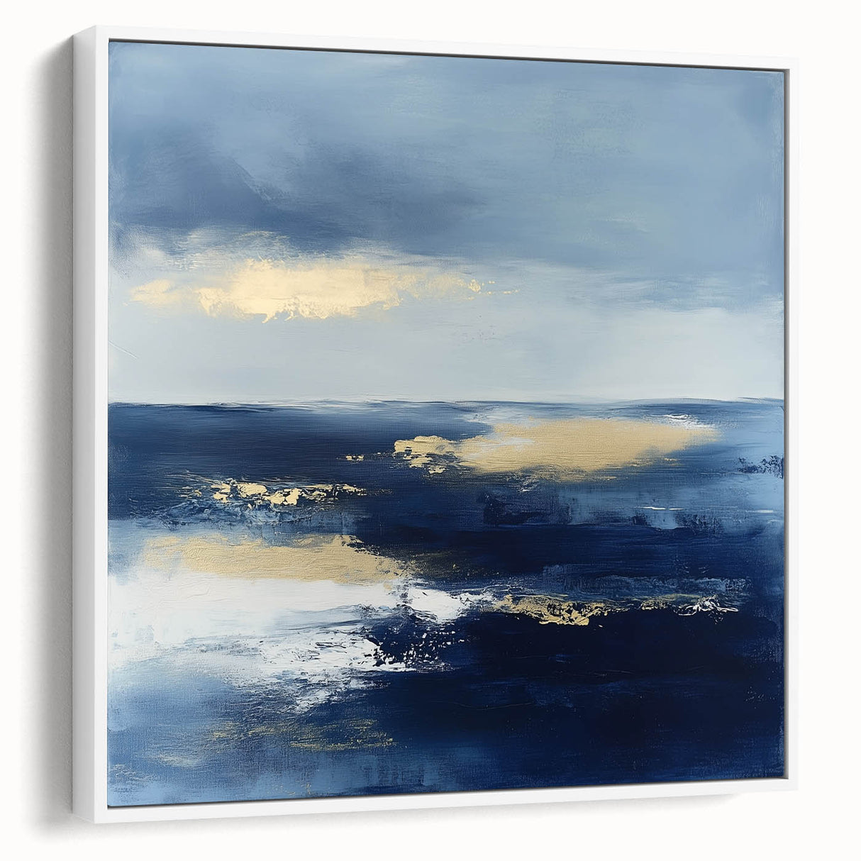 Modern Abstract Wall Art – Contemporary Navy & Gold Canvas Decor