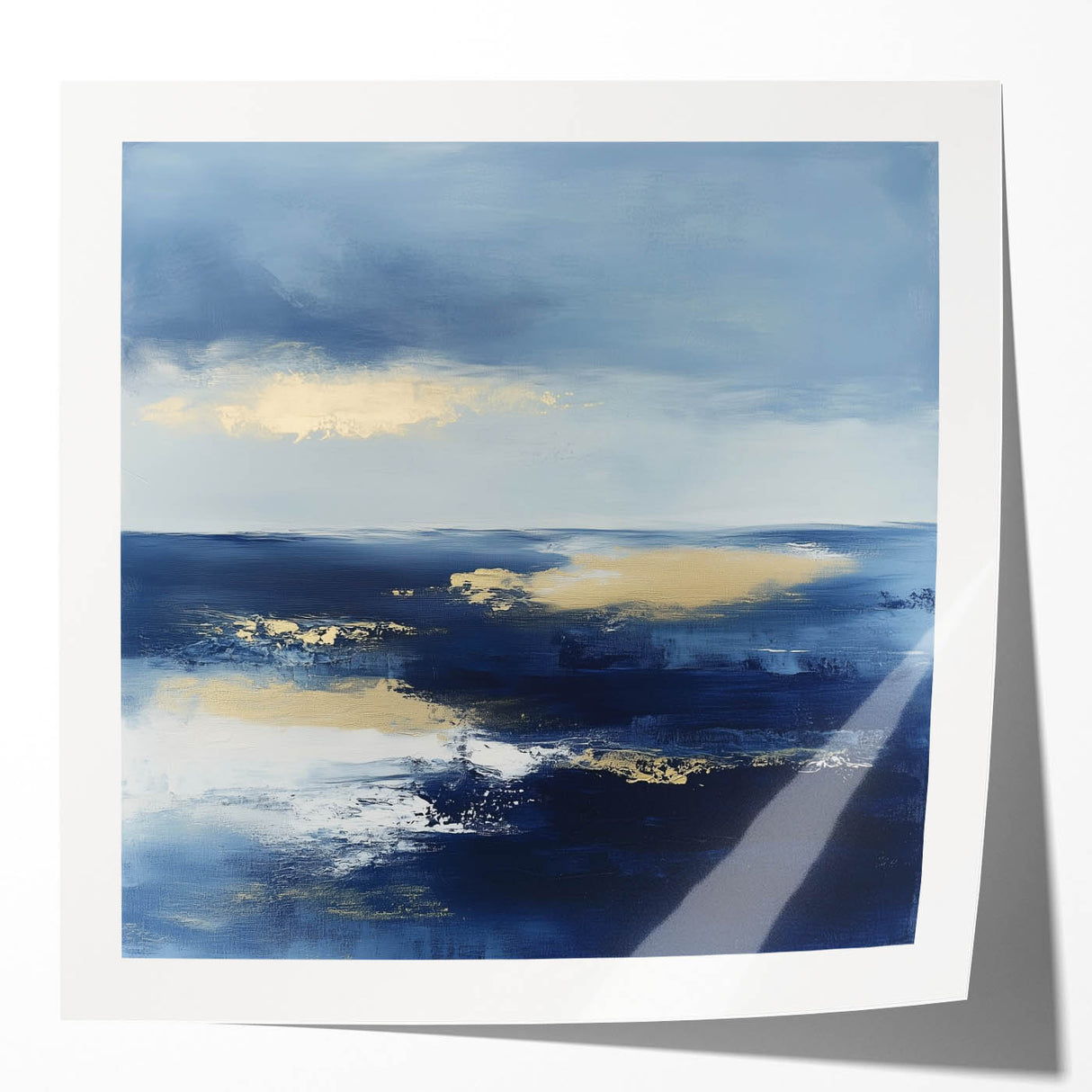 Modern Abstract Wall Art – Contemporary Navy & Gold Canvas Decor