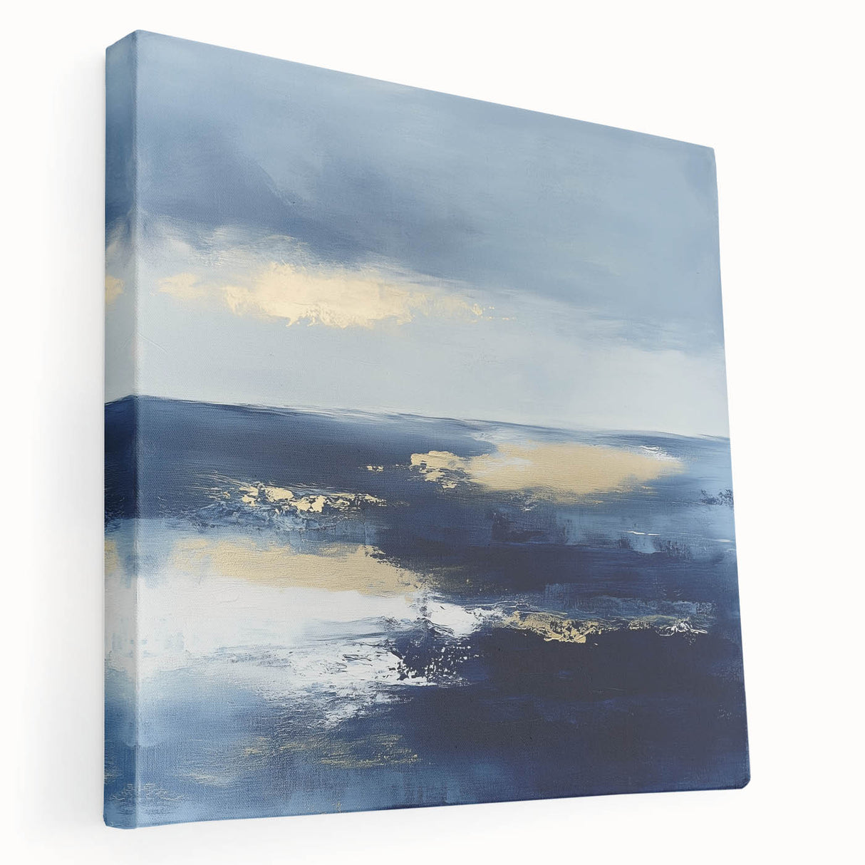 Modern Abstract Wall Art – Contemporary Navy & Gold Canvas Decor