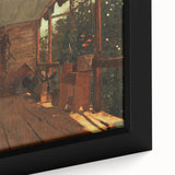 Realism Art Canvas: Girl Shelling Peas on a Porch Realism Wall Art