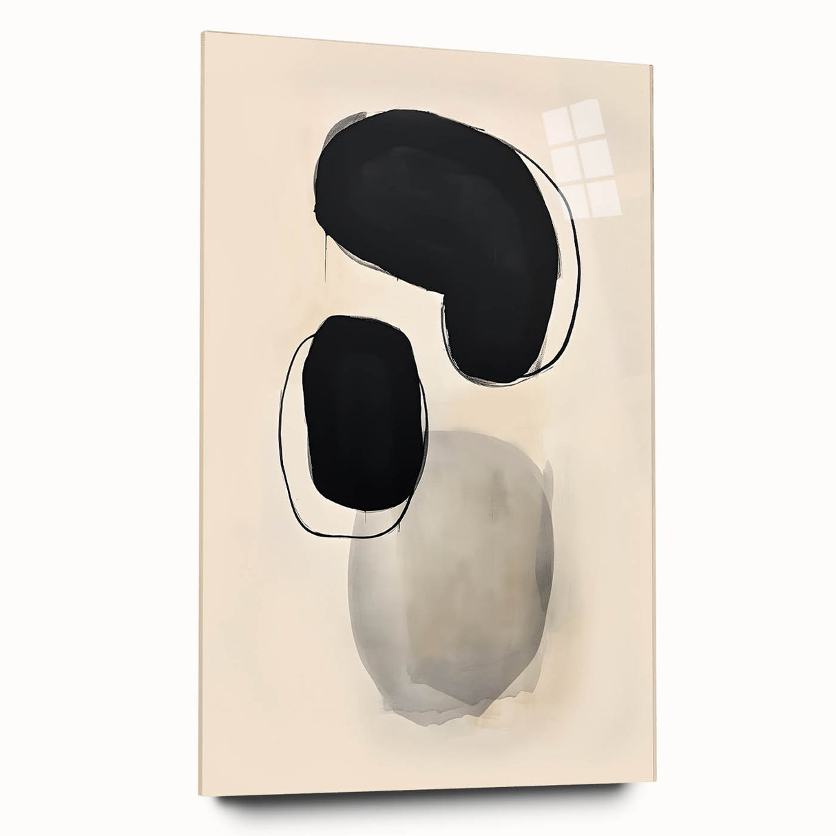 Dining Room Wall Decor – Black and Beige Abstract Canvas Print