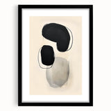 Dining Room Wall Decor – Black and Beige Abstract Canvas Print