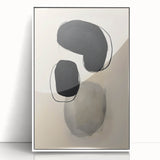Dining Room Wall Decor – Black and Beige Abstract Canvas Print