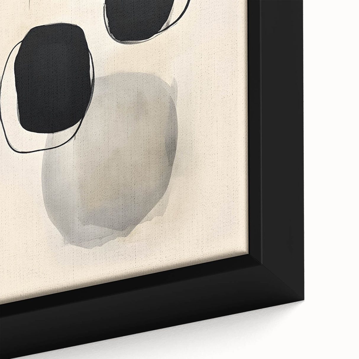 Dining Room Wall Decor – Black and Beige Abstract Canvas Print