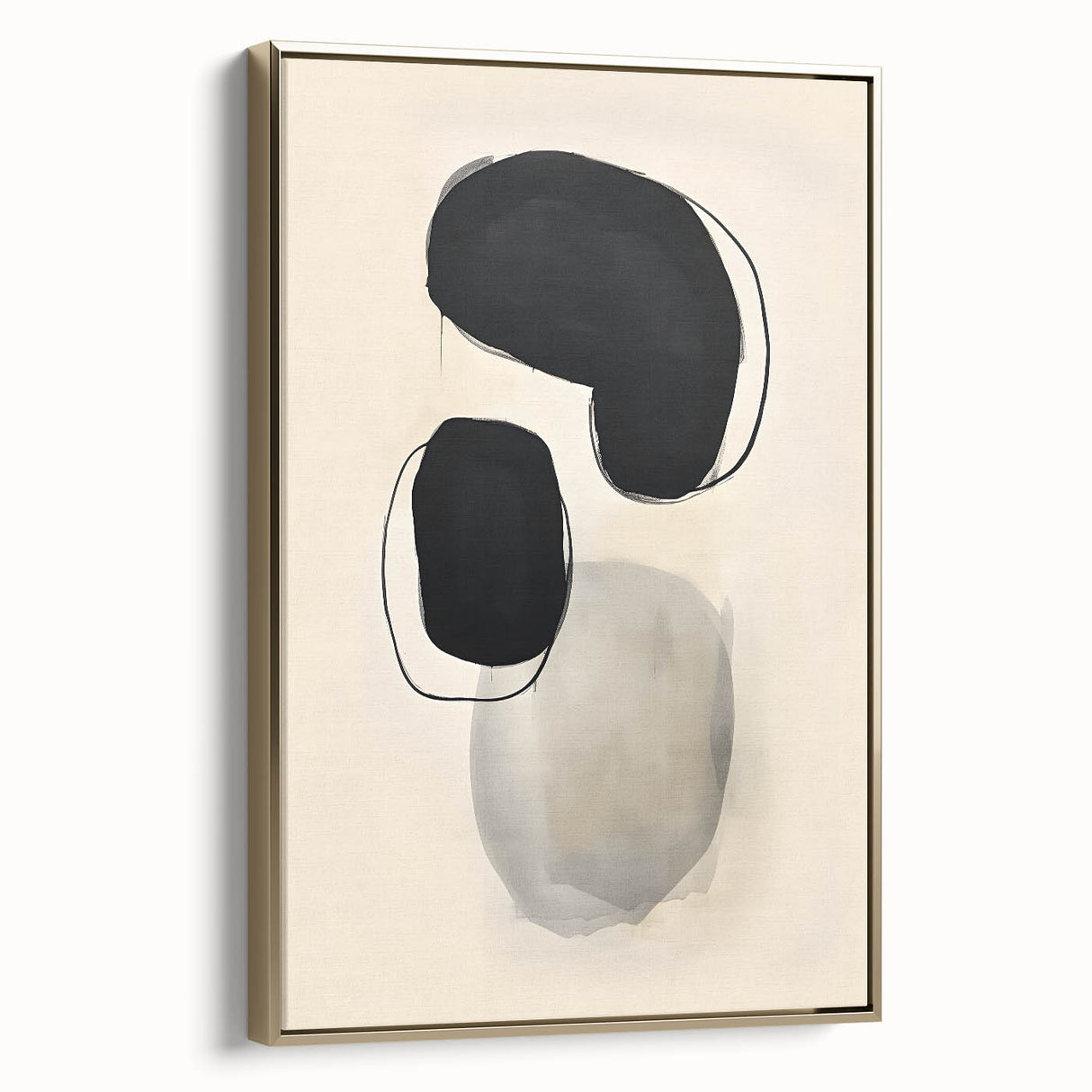 Dining Room Wall Decor – Black and Beige Abstract Canvas Print
