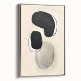 Dining Room Wall Decor – Black and Beige Abstract Canvas Print