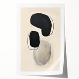 Dining Room Wall Decor – Black and Beige Abstract Canvas Print