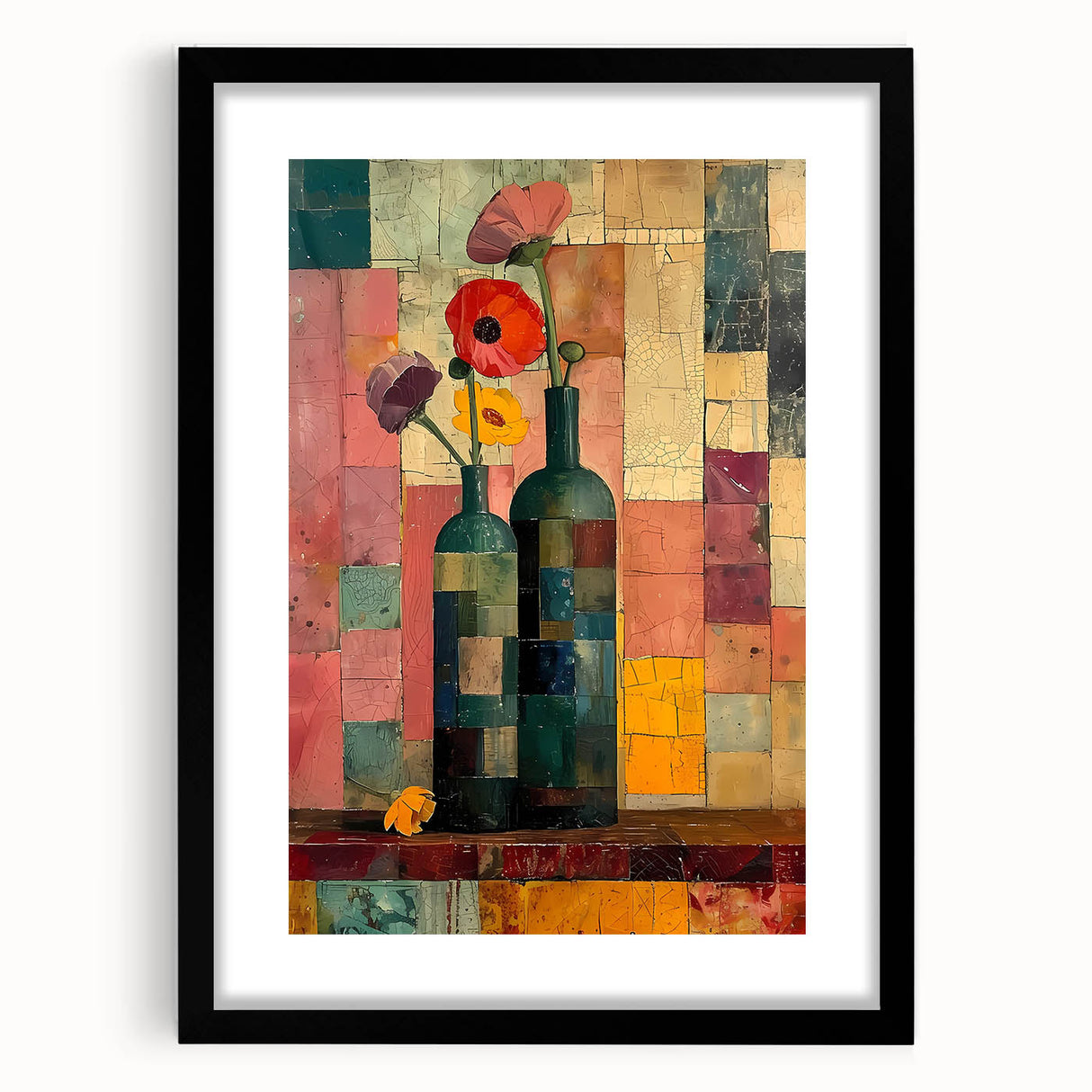 Vintage Vase Living Room Wall Art - Modern Abstract Canvas Print