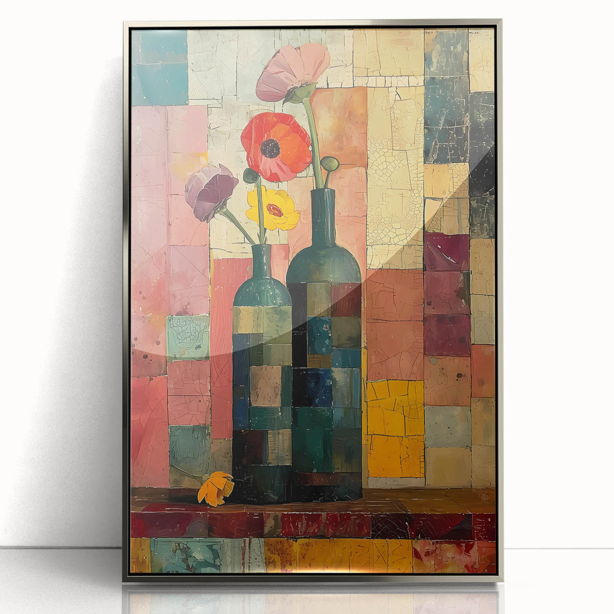 Vintage Vase Living Room Wall Art - Modern Abstract Canvas Print