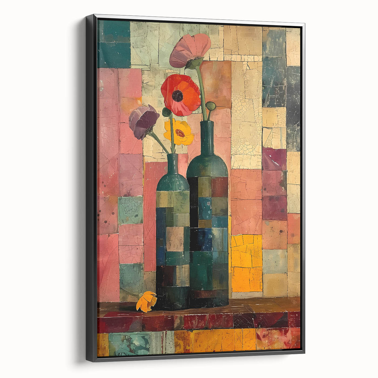 Vintage Vase Living Room Wall Art - Modern Abstract Canvas Print
