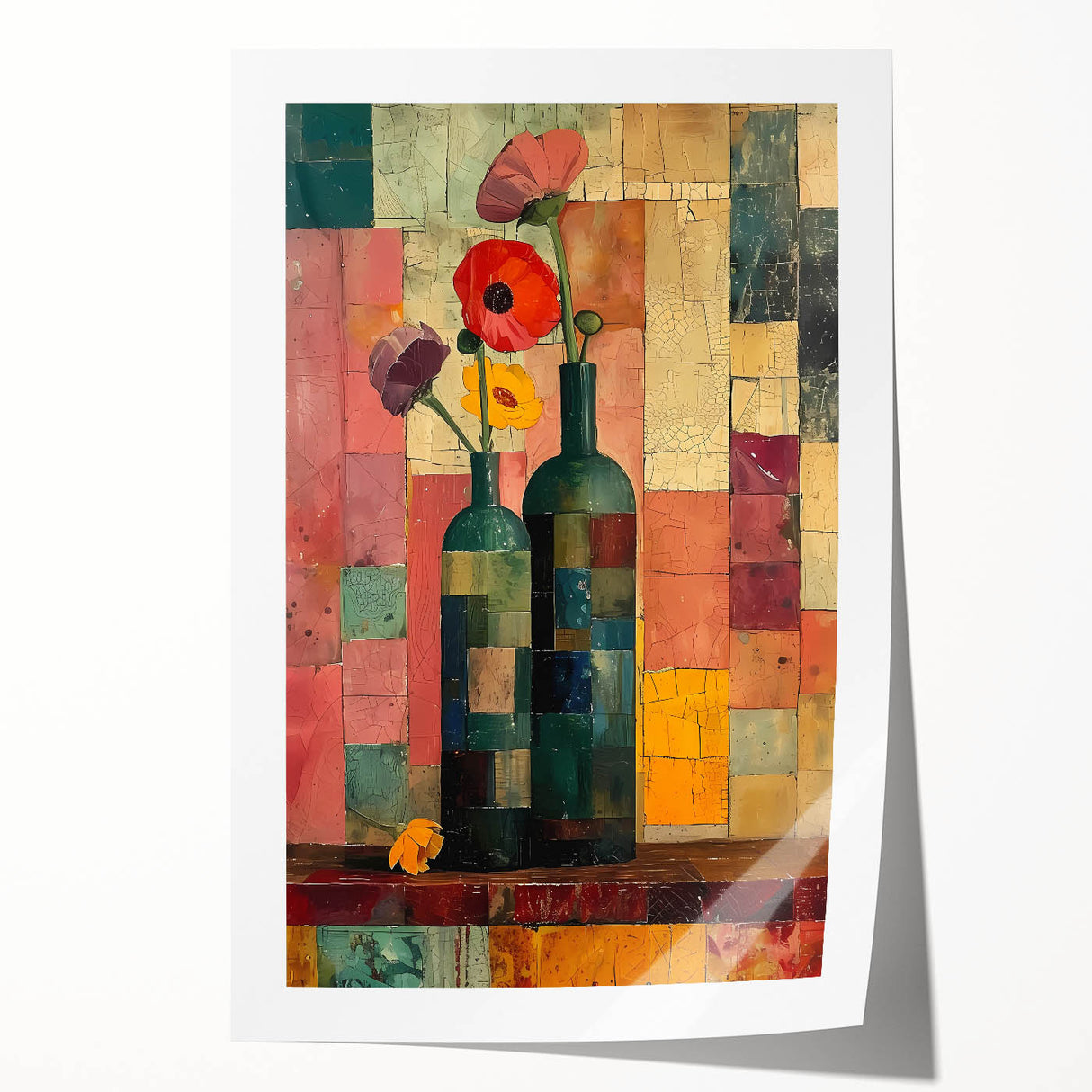 Vintage Vase Living Room Wall Art - Modern Abstract Canvas Print