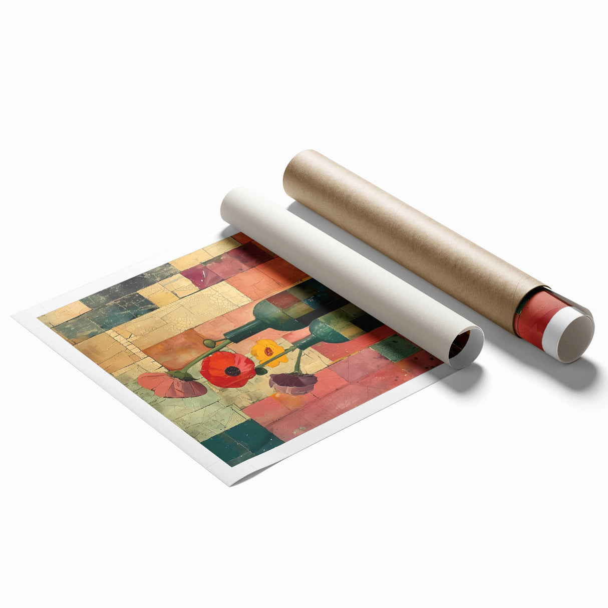 Vintage Vase Living Room Wall Art - Modern Abstract Canvas Print