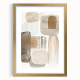 Abstract minimalist wall art framed in gold with a mat, showcasing a modern design that adds elegance to any interior decor setting.
