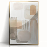 Framed abstract minimalist wall art in gold acrylic, showcasing elegant lines and shapes. Perfect for modern decor, enhancing any living space with sophistication.