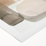 Abstract minimalist wall art on rolled canvas showcasing soft pastel colors and geometric shapes, perfect for modern home decor. Packaged securely in a cardboard tube.