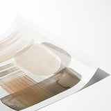 Abstract minimalist wall art print showcasing soft pastel colors and geometric shapes, elegantly rolled for easy display and shipping in a protective tube.