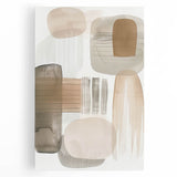 Abstract minimalist wall art on stretched canvas showcasing soft pastel colors and geometric shapes, perfect for modern home decor. Ideal for enhancing interior aesthetics.