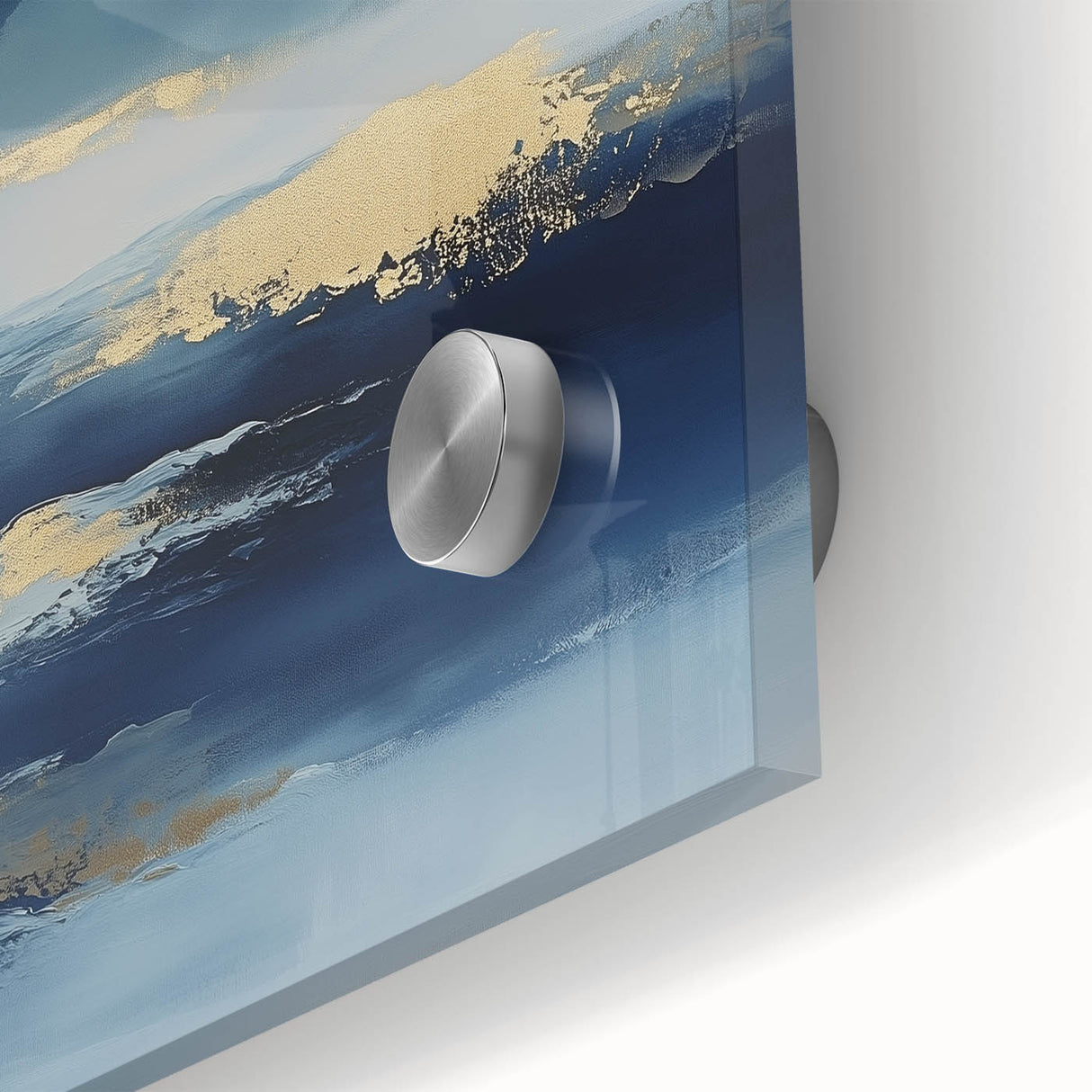 Contemporary Abstract Canvas – Navy & Gold Ocean-Inspired Wall Art