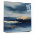 Contemporary Abstract Canvas – Navy & Gold Ocean-Inspired Wall Art
