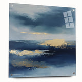 Contemporary Abstract Canvas – Navy & Gold Ocean-Inspired Wall Art