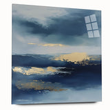 Contemporary Abstract Canvas – Navy & Gold Ocean-Inspired Wall Art