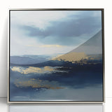 Contemporary Abstract Canvas – Navy & Gold Ocean-Inspired Wall Art