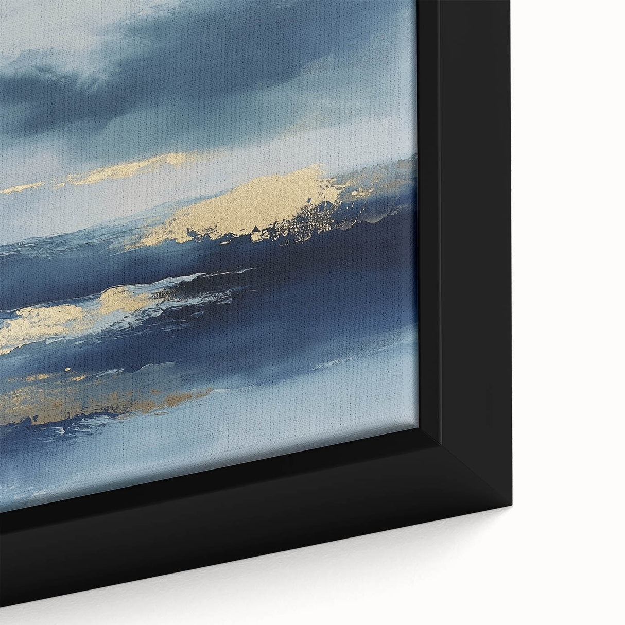 Contemporary Abstract Canvas – Navy & Gold Ocean-Inspired Wall Art