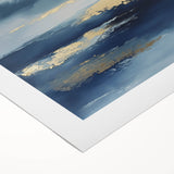 Contemporary Abstract Canvas – Navy & Gold Ocean-Inspired Wall Art