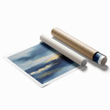 Contemporary Abstract Canvas – Navy & Gold Ocean-Inspired Wall Art