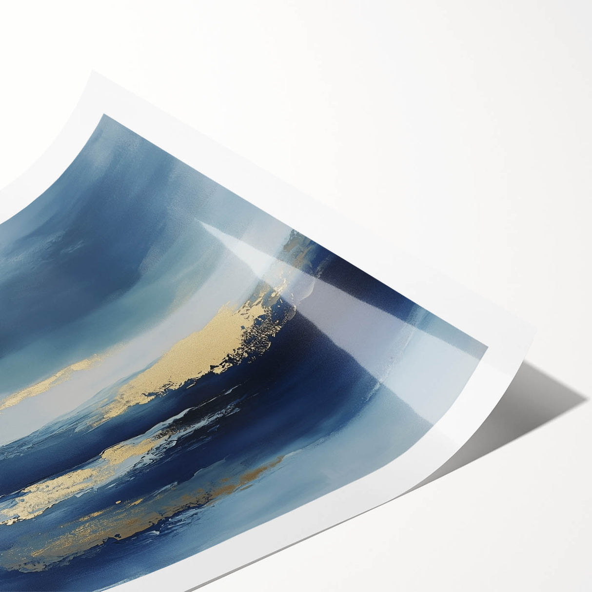 Contemporary Abstract Canvas – Navy & Gold Ocean-Inspired Wall Art