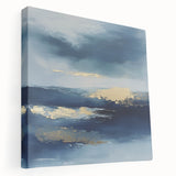 Contemporary Abstract Canvas – Navy & Gold Ocean-Inspired Wall Art