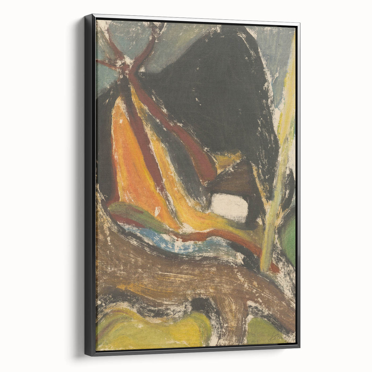 Modern Wall Art: Abstract Mountain Scene – Rustic Earthy Landscape Decor
