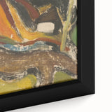Modern Wall Art: Abstract Mountain Scene – Rustic Earthy Landscape Decor