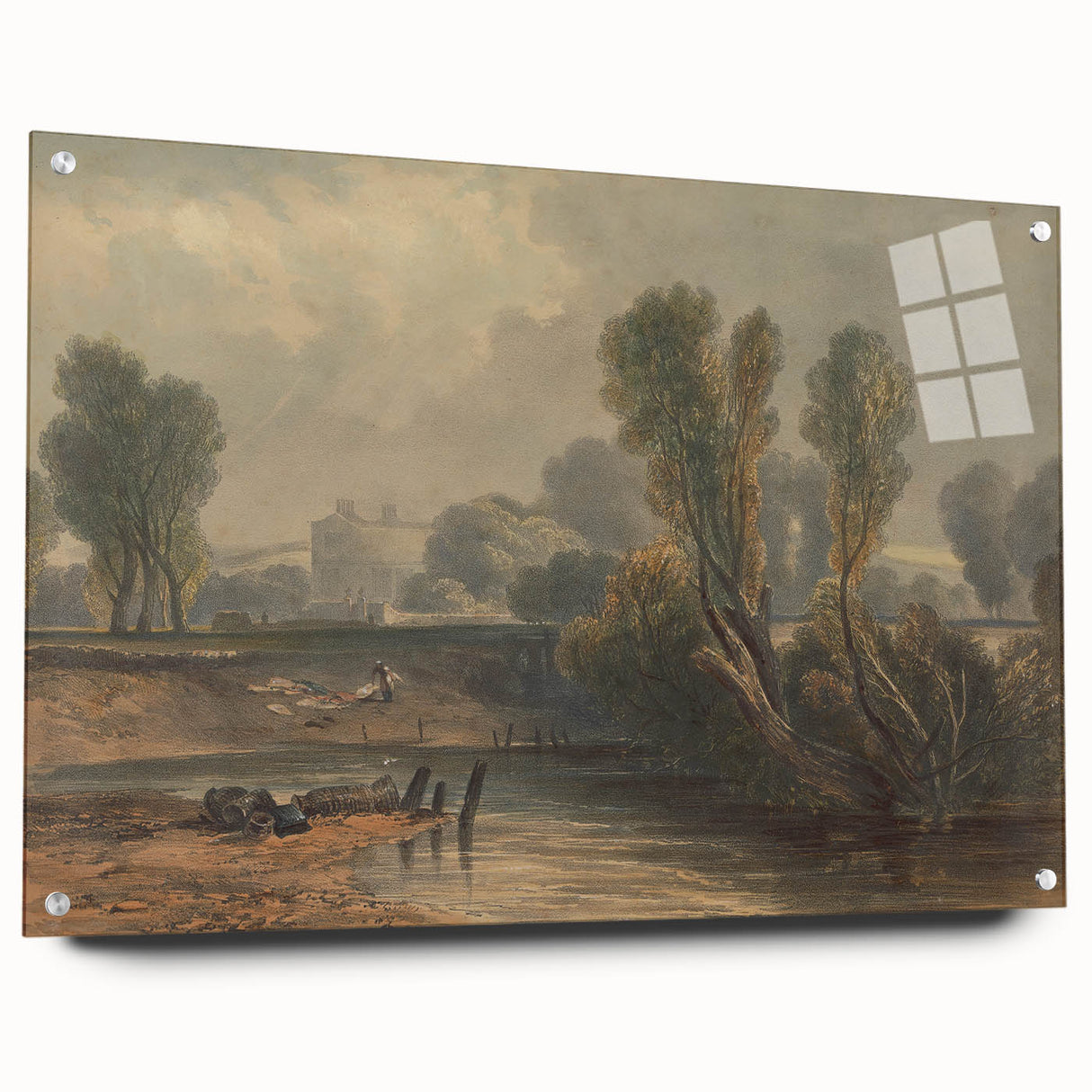 Romanticism Art: On the Thames - Emotional Landscape Canvas Print