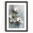 White Floral Living Room Wall Art - Modern Textured Canvas Print