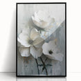 White Floral Living Room Wall Art - Modern Textured Canvas Print