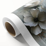 White Floral Living Room Wall Art - Modern Textured Canvas Print