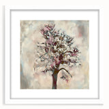 Abstract floral art frame with a white mat, showcasing vibrant blooms in a modern design, perfect for enhancing contemporary home decor or gallery displays.