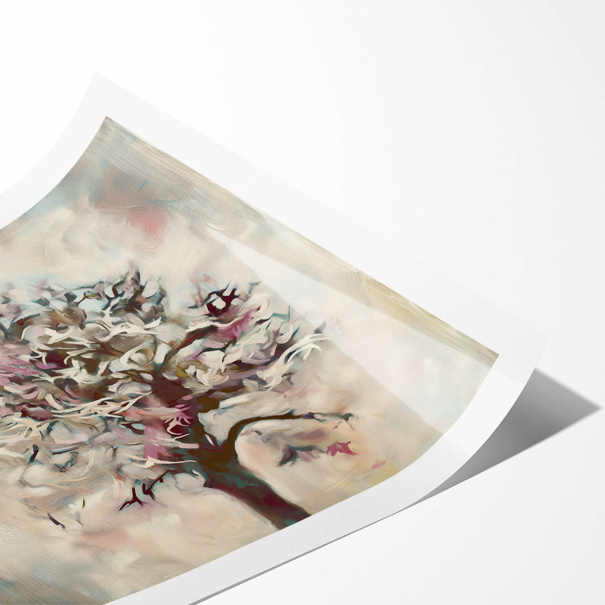 Vibrant abstract floral design printed on rolled canvas, featuring bold colors and intricate patterns, ideal for home decor or artistic displays.