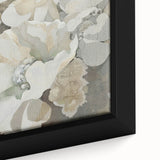 Close-up of framed abstract minimalist wall art featuring soft pastel colors and geometric shapes, perfect for modern home decor or office aesthetics.