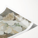 Abstract minimalist wall art print showcasing soft pastel colors and geometric shapes, elegantly rolled in a protective tube for easy display and transportation.