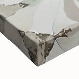 Abstract minimalist wall art close-up on stretched canvas, showcasing bold colors and geometric patterns, ideal for modern home decor or gallery display.