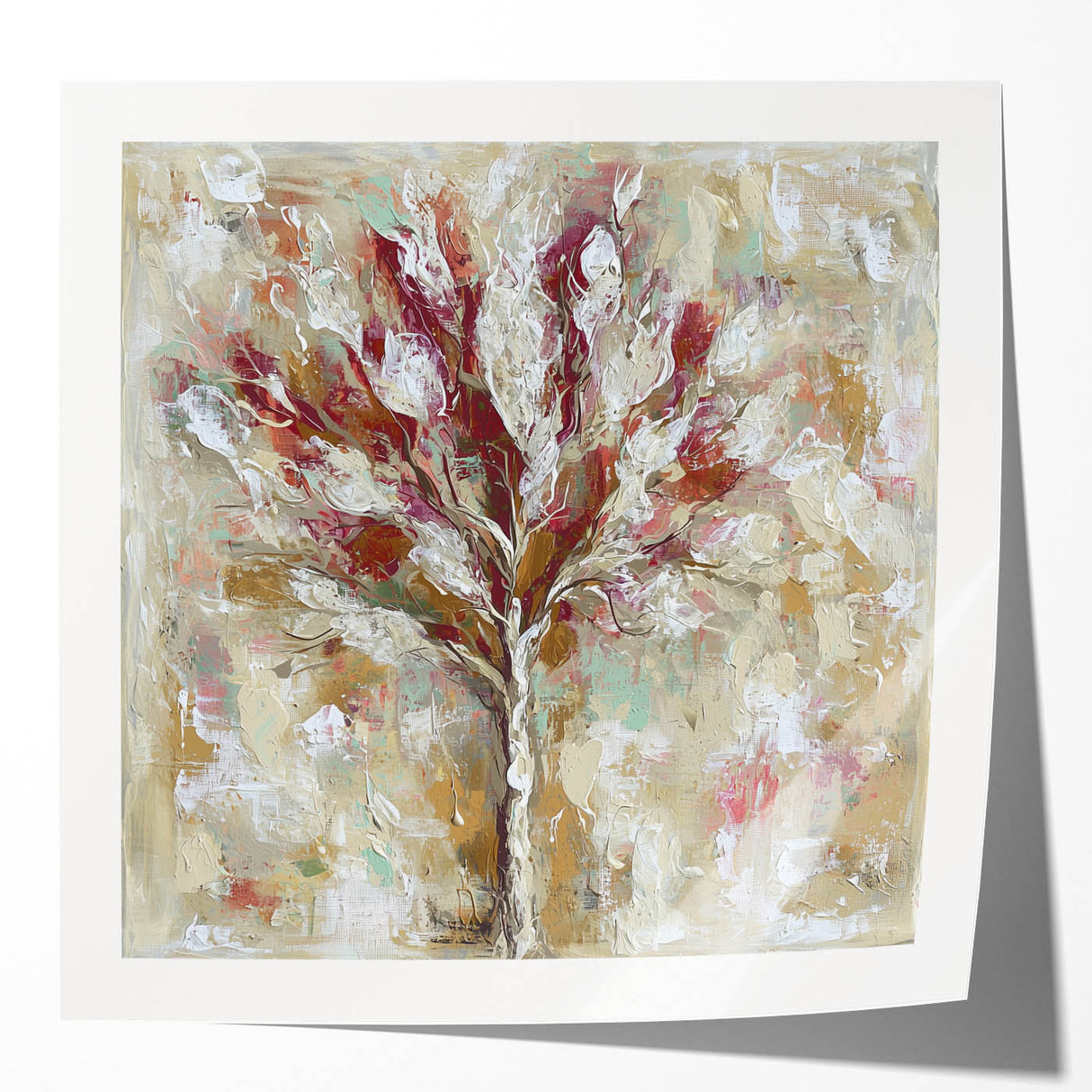 Abstract floral design printed on glossy paper, showcasing vibrant colors and intricate patterns, ideal for modern home decor and artistic displays.