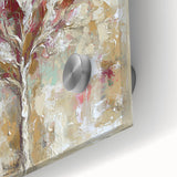 Close-up view of an abstract floral design on acrylic glass, showcasing vibrant colors and intricate details, ideal for modern home decor and art enthusiasts.